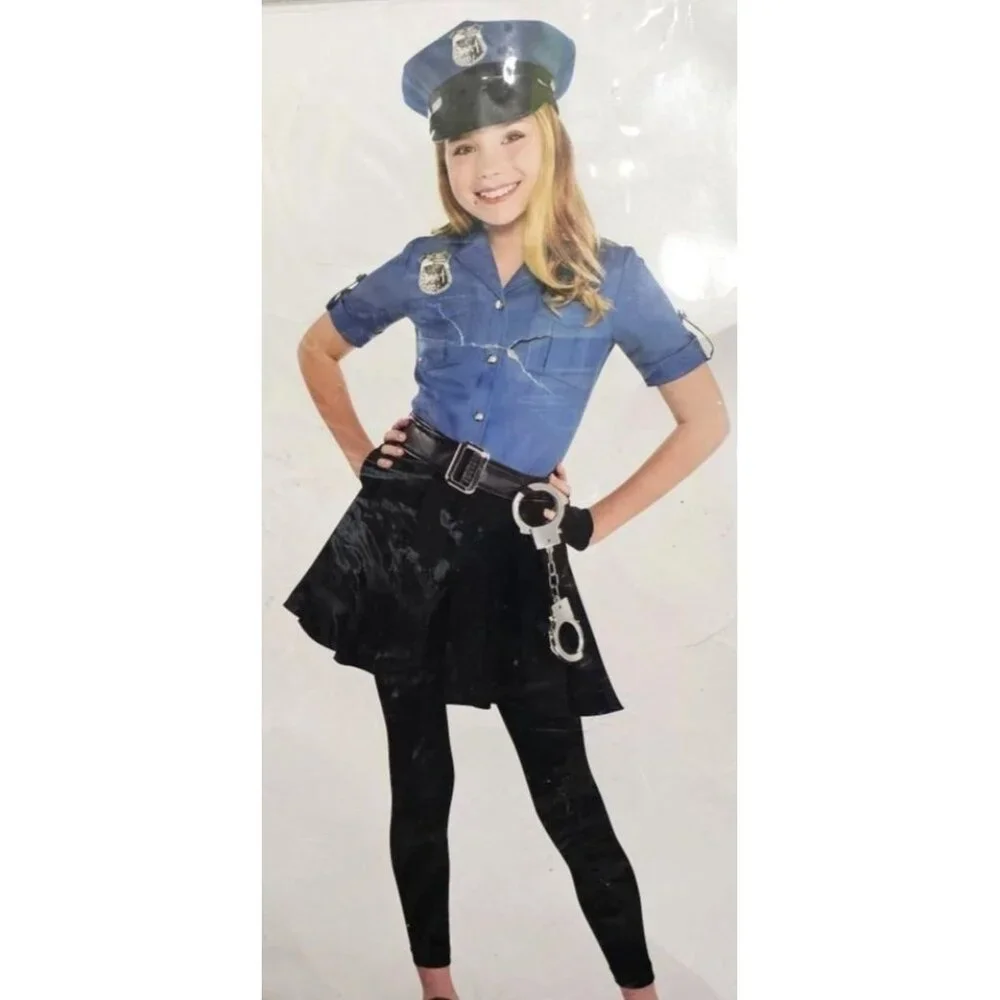 Officer Cop Cutie Costume Girls 12-14 Police Set Handcuffs Radio Sunglasses